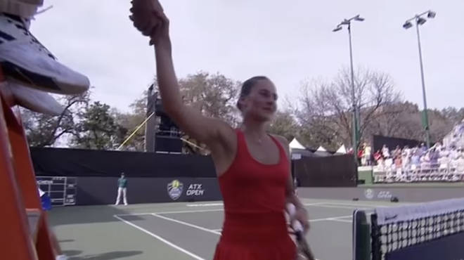 Ms Kostyuk shook hands with the umpire