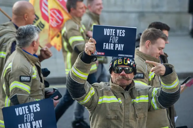 Firefighters on a rally for higher pay last December