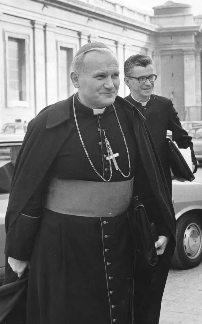 Karol Cardinal Wojtyla, archbishop of Krakow, Poland, foreground, in 1971