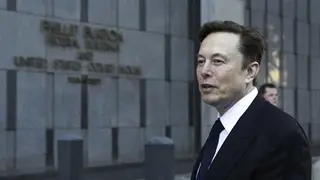 Elon Musk departs the Phillip Burton Federal Building and United States Court House in San Francisco, on Tuesday, Jan. 24, 2023. A unit of the U.S. Department of Transportation is conducting an invest