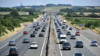 Vehicles travel along a motorway