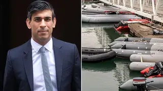 Rishi Sunak alongside illegal immigrant boats