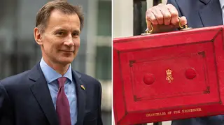 Jeremy Hunt and the red chancellor of exchequer suitcase
