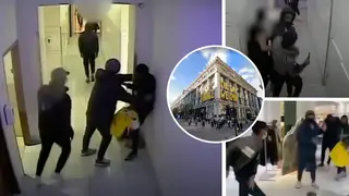 Shocking CCTV footage shows a mass brawl breakout, with mannequins thrown, before the double stabbing took place
