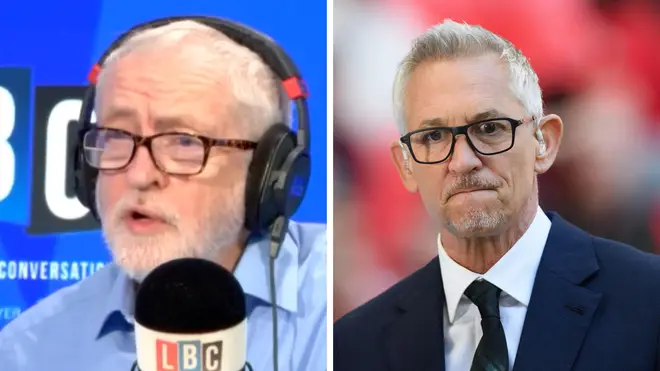 Jeremy Corbyn has voiced his support for Gary Lineker but said the furore over his tweet was distracting from the  'disgraceful' migrants bill