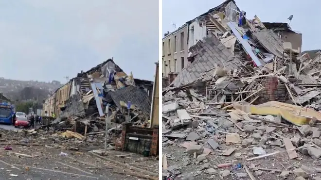 A house in Swansea was destroyed in a suspected gas explosion