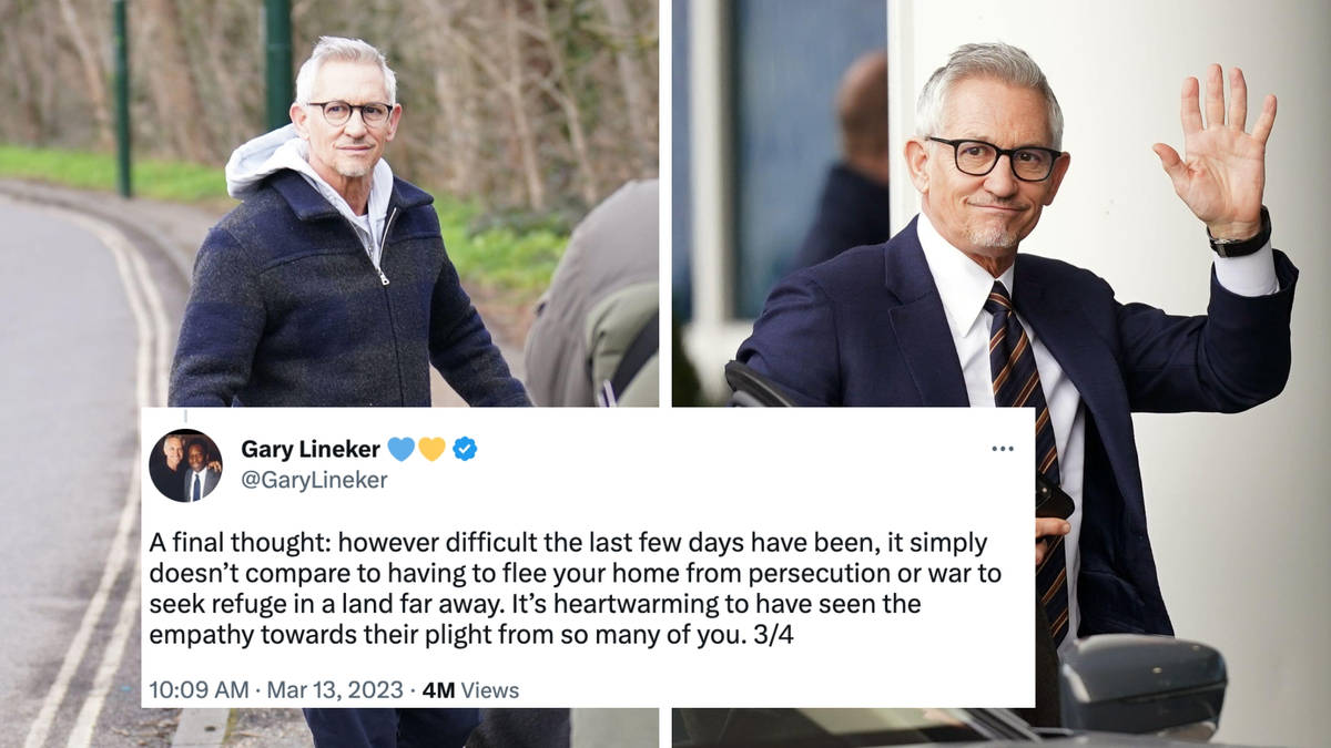 ‘Delighted’ Gary Lineker tweets about migrants as he gets his job back – with BBC forced to issue grovelling apology