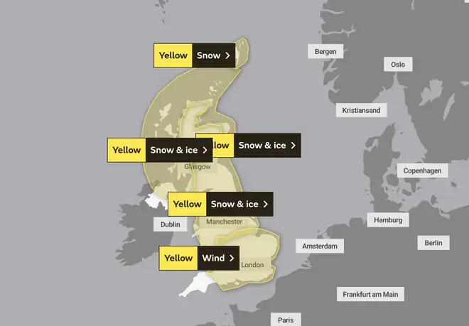 There are a number of weather warnings in place across the UK