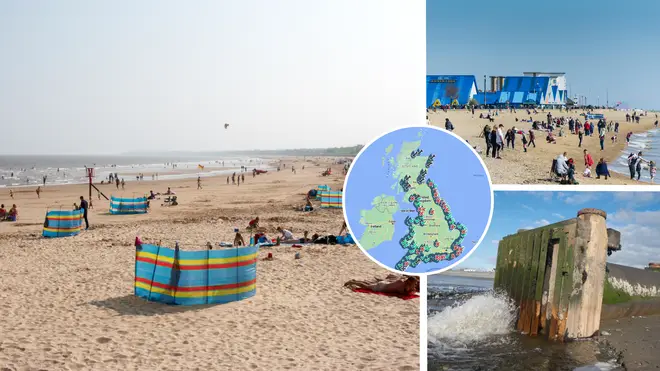 One of the beaches affected by sewage dumping is Gorleston Beach in Norfolk (L)