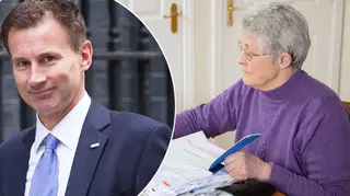 Jeremy Hunt pictures alongside woman working out her pension