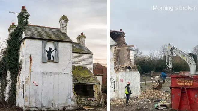 Builders in Kent who were captured destroying Banksy&squot;s latest creation have claimed they "had no idea it was a Banksy" after images surfaced online.