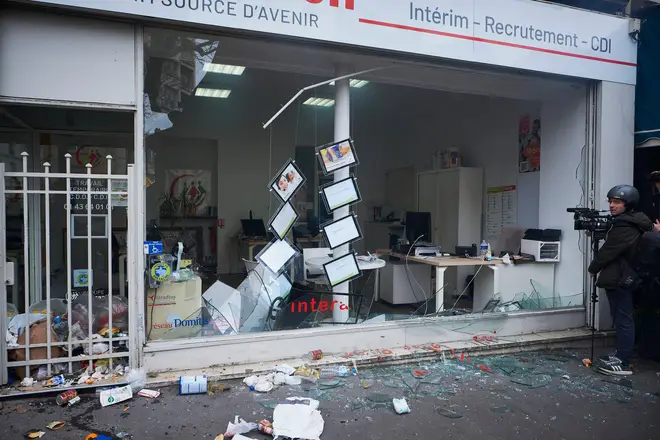 Rioters smashed shop windows in cities across France