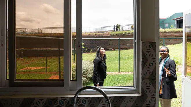 Braverman is shown inside a flat which could become migrant housing if the Rwanda policy gets through the courts