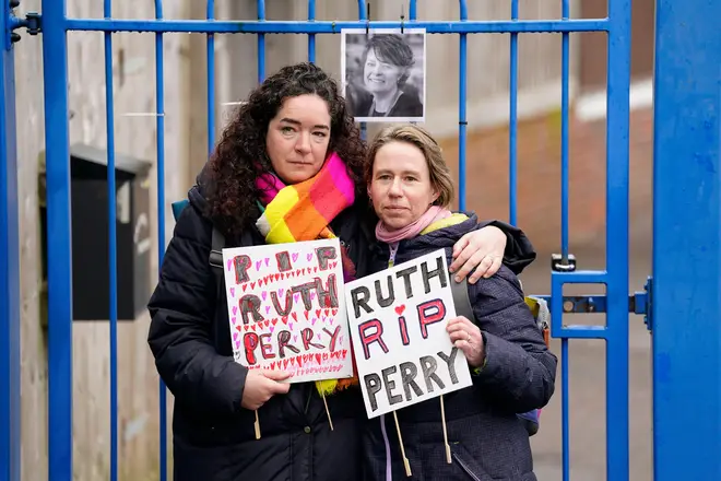 Tributes paid to Ruth Perry outside John Rankin School