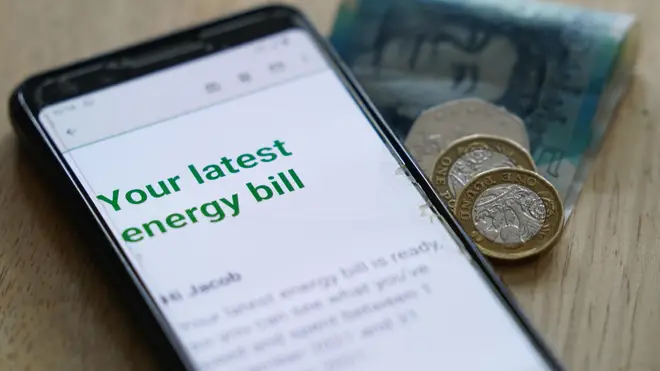 A mobile phone showing an energy bill