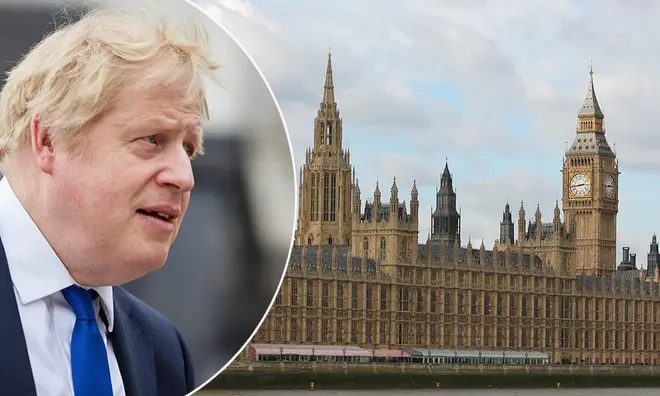 Boris Johnson picture alongside Houses of Parliament