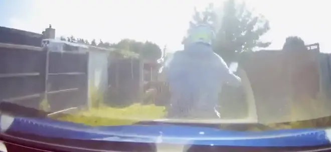 The motorcyclist being pursued by the driver
