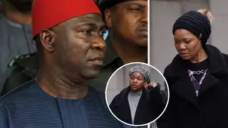 Ike Ekweremadu, 60, and his wife Beatrice, 56 were found guilty of an organ harvesting plot for their daughter Sonia (inset)