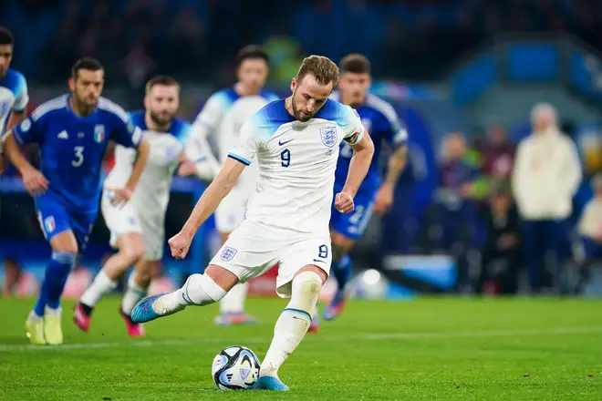 Kane converts for England against Italy on Thursday.