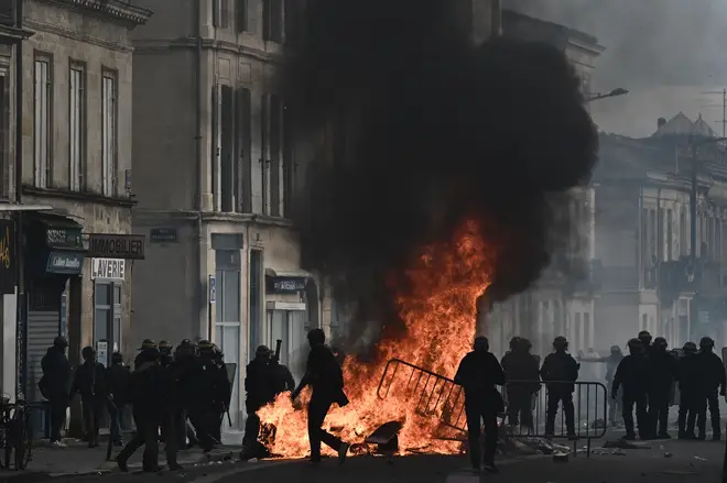 Protests taking place in Bordeaux, France, on Thursday