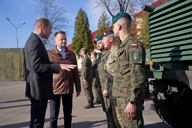 Prince William thanked troops for their work at the military base just 50 miles from the Ukrainian border.
