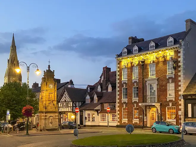 St Peter's Square at dusk, Ruthin