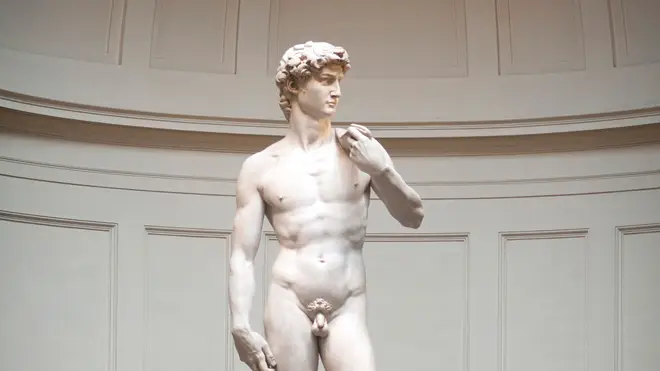 The statue of David stands at the Galleria dell'Academia, Florence.