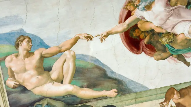 Michelangelo's fresco The Creation of Adam was also shown to students