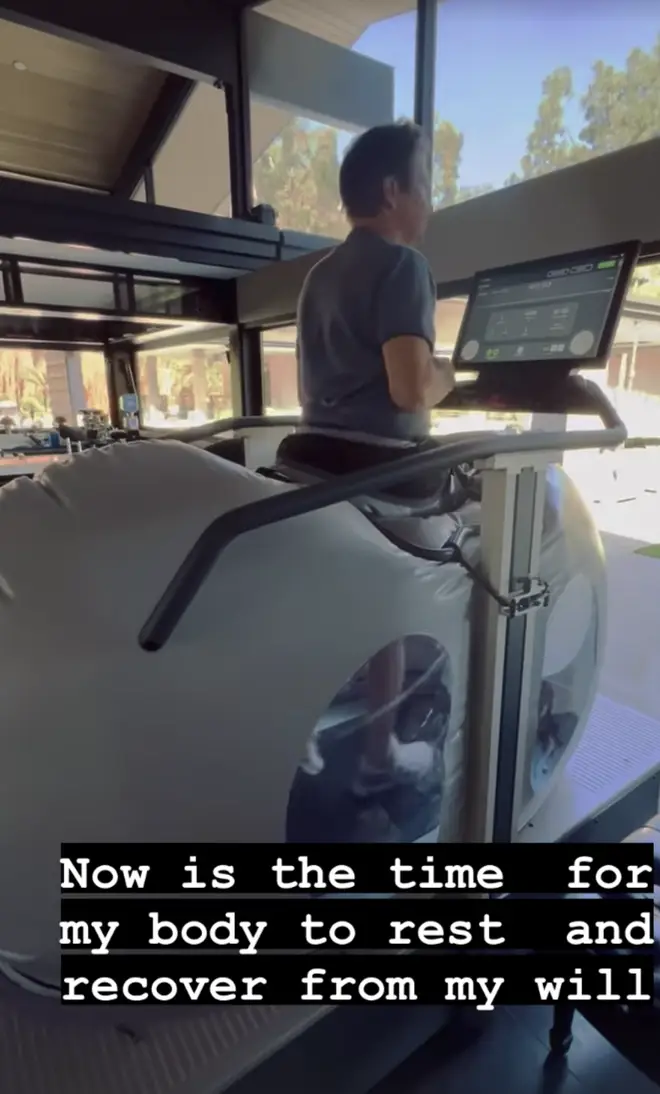 Jeremy Renner using the anti-gravity treadmill