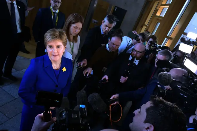 Nicola Sturgeon meets with journalists after her last First Minister Questions last week