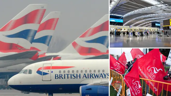 British Airways is expected to cancel up to 32 flights per day to and from Heathrow at the start of the Easter holidays due to industrial action by security staff at the airport.