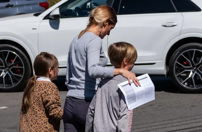 Parents taking their children home after the shooting