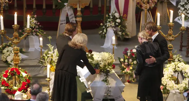 Martine's family at her funeral in Oslo on April 30, 2008