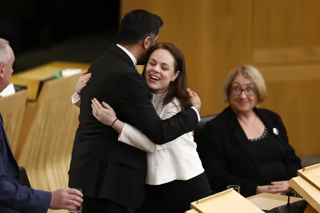 Humza Yousaf hugging Kate Forbes