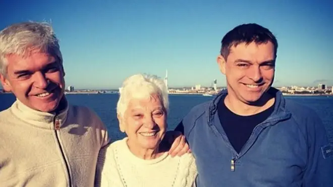 Phillip Schofield with his brother and mum