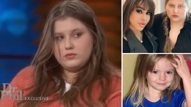 Julia Wendell on US show Dr Phil (l) and with Dr Fia Johansson (top r). Madeleine McCann (bottom right)