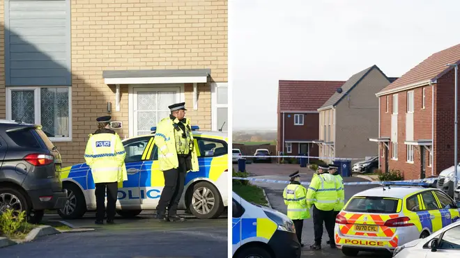 Police at the scene in Meridian Close, Bluntisham, Cambridgeshire, where police found the body of a 32-year-old man