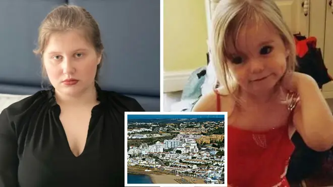 Julia Wendell (l) and Madeleine McCann (r). Inset Praia da Luz