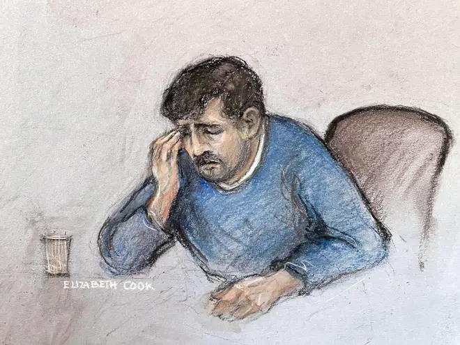 A court artist sketch of Cashman, 34, in the dock at Manchester Crown Court on Monday April 3, 2023.