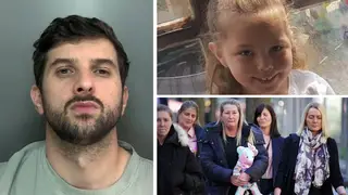 Thomas Cashman, Olivia Pratt-Korbel and girl's family outside Manchester Crown Court