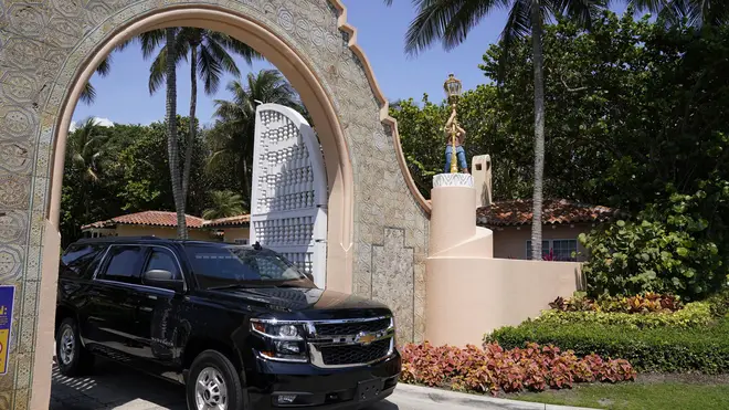 Former President Donald Trump's motorcade departs his Mar-a-Lago home