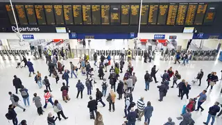 Passengers at Waterloo station