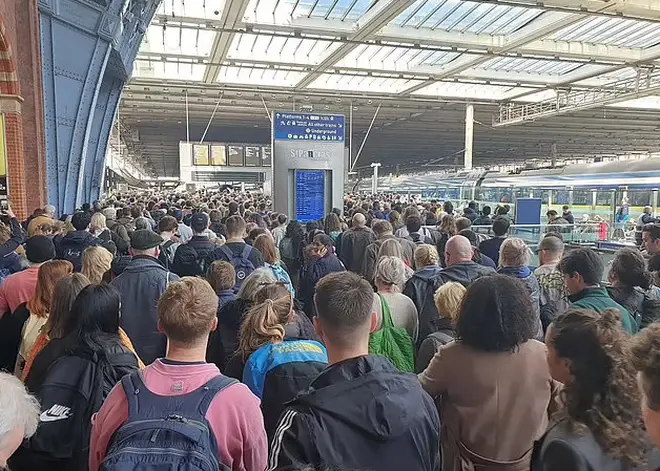A crammed St Pancras station