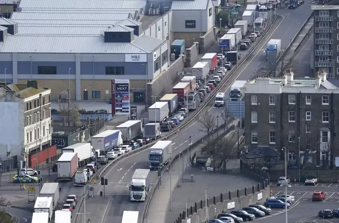 There are two-hour queues at the Port of Dover