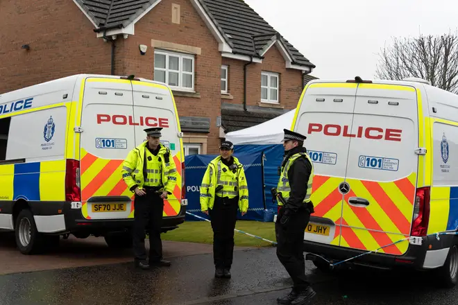 Police at the scene at Sturgeon's home earlier in the week