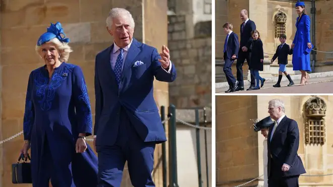 The royal family arriving at their Easter church service