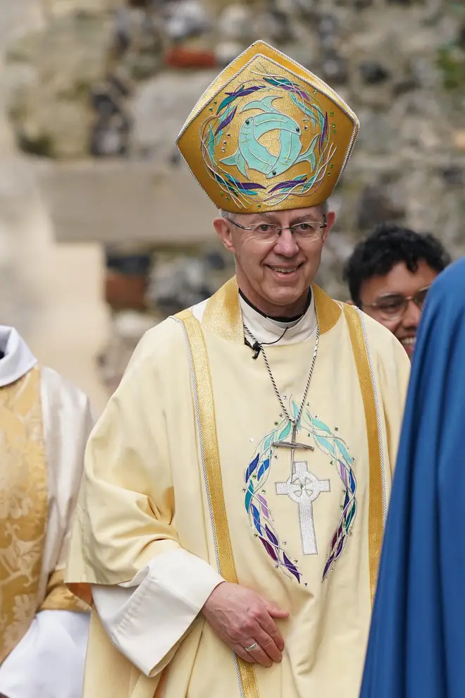 The Archbishop of Canterbury Justin Welby during the Easter Sung Eucharist at Canterbury Cathedral in Kent. Picture date: Sunday April 9, 2023.