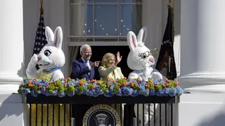 Joe and Jill Biden during the White House Easter egg roll