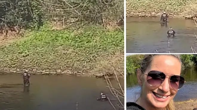 Police divers were seen returning to the scene near to where the mother-of-two's body was discovered