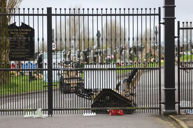 Bomb disposal robots were deployed at the cemetery